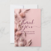 Boho Blush Roze Gedroogde Wilde Bloemen Bruiloft F Bedankkaart (Voorkant)