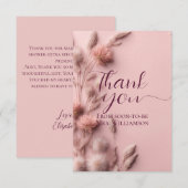 Boho Blush Roze Gedroogde Wilde Bloemen Bruiloft F Bedankkaart (Voorkant / Achterkant)