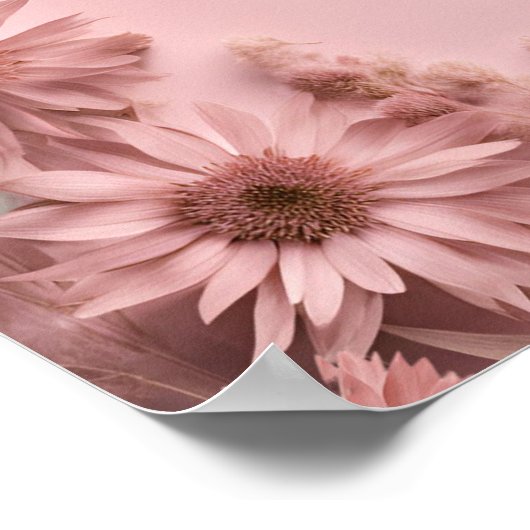 Boho Blush Roze Gedroogde Wildflowers Script Welko Poster (Hoek)