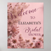 Boho Blush Roze Gedroogde Wildflowers Script Welko Poster (Voorkant)