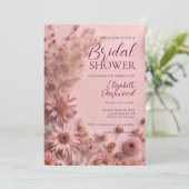 Boho Blush Roze Gedroogde Wildflowers Vrijgezellen Kaart (Staand voorkant)