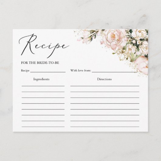 Boho blush roze golf bloemenrecept vrijgezellenfee briefkaart (Voorkant)