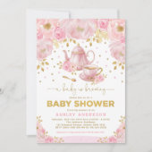 Boho Blush Roze Goud Baby shower Tea Party Kaart (Voorkant)