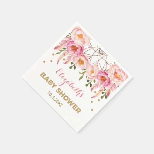 Boho Blush Roze Goud Bloemen Dreamcatcher Douche Servet (Hoek)