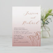 Boho Blush Roze Goud Wilde Bloem Bruiloft Folie Uitnodiging (Staand Voorkant)