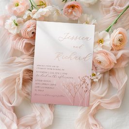 Boho Blush Roze Goud Wilde Bloem Bruiloft Folie Uitnodiging