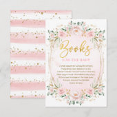 Boho Blush Roze Gouden Bloem Boeken voor Baby Girl Informatiekaartje (Voorkant / Achterkant)