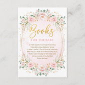 Boho Blush Roze Gouden Bloem Boeken voor Baby Girl Informatiekaartje (Voorkant)