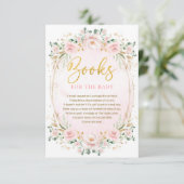 Boho Blush Roze Gouden Bloem Boeken voor Baby Girl Informatiekaartje (Staand voorkant)