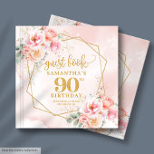 Boho blush roze gouden bloemen 90 verjaardag gaste gastenboek