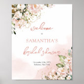 Boho blush roze gouden florale vrijgezellenfeest w poster (Voorkant)