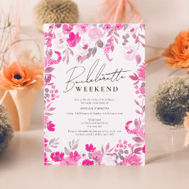 Boho blush roze hand geschilderd bachelorette week kaart