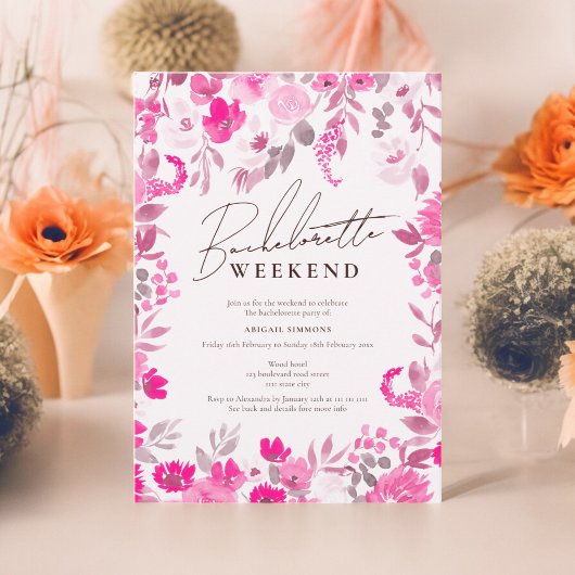 Boho blush roze hand geschilderd bachelorette week kaart