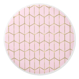 Boho Blush Roze Hexagon Goud & Geometrische Glamou Keramische Knop