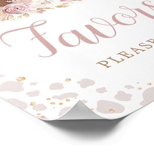 Boho Blush Roze Highland Koe Favorieten Sign Poster (Hoek)