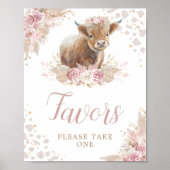 Boho Blush Roze Highland Koe Favorieten Sign Poster (Voorkant)