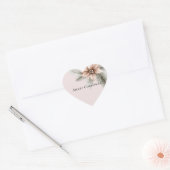 Boho Blush Roze Kerst Bloemen Hart Sticker (Envelop)
