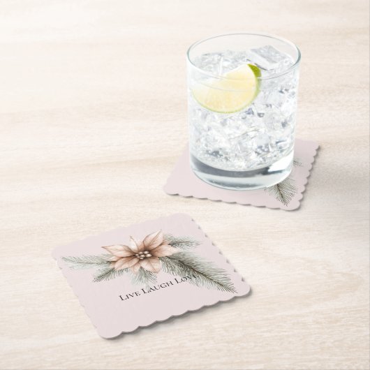 Boho Blush Roze Kerst Bloemen Kartonnen Onderzetters (Insitu)