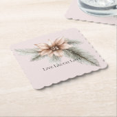 Boho Blush Roze Kerst Bloemen Kartonnen Onderzetters (Gebogen)