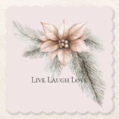 Boho Blush Roze Kerst Bloemen Kartonnen Onderzetters (Voorkant)
