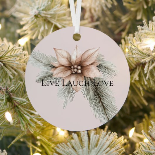 Boho Blush Roze Kerst Bloemen Kerstboom Metalen Ornament (Insitu)