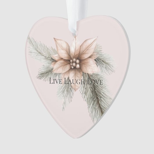 Boho Blush Roze Kerst Bloemen Kerstboom Ornament (voorkant)