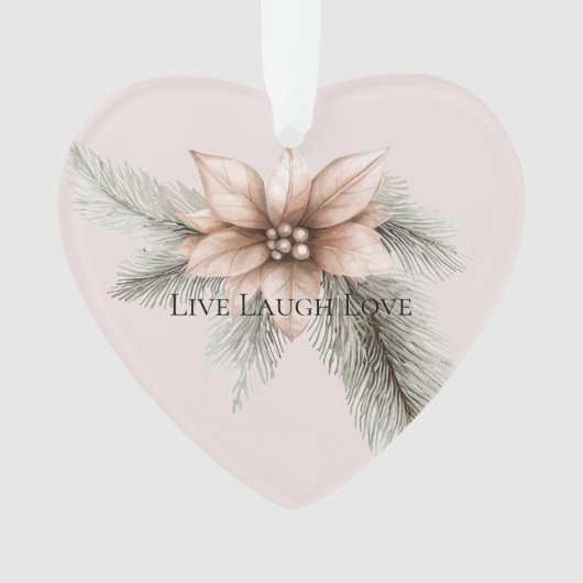 Boho Blush Roze Kerst Bloemen Kerstboom Ornament (voorkant)
