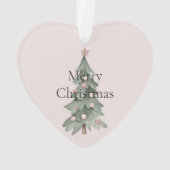 Boho Blush Roze Kerst Bloemen Kerstboom Ornament (achterkant)