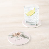 Boho Blush Roze Kerst Bloemen Zandsteen Onderzetter (Zijkant)