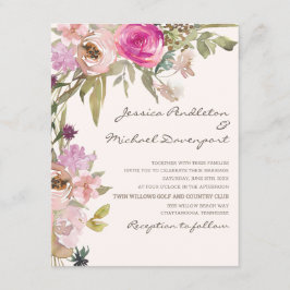 Boho Blush Roze Lavendel Bloemige Trouw Kaart