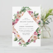 Boho Blush & Roze Lente Bloemen Bruiloft Kaart (Staand voorkant)
