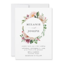 Boho Blush & Roze Lente Waterverf Bloemen Bruiloft