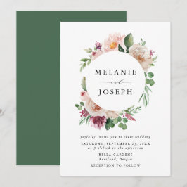 Boho Blush & Roze Lente Waterverf Bloemen Bruiloft Kaart