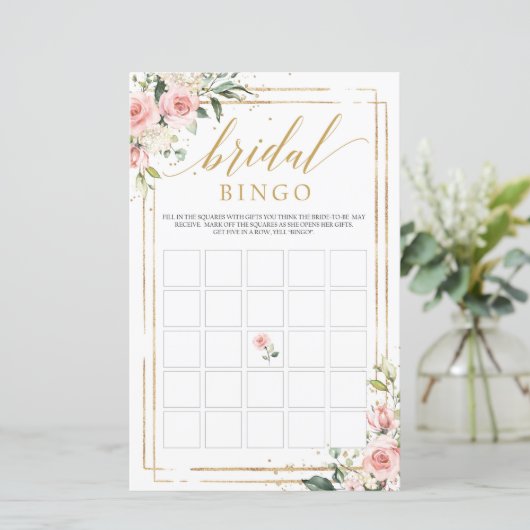 Boho blush roze lijst bingo (Staand voorkant)