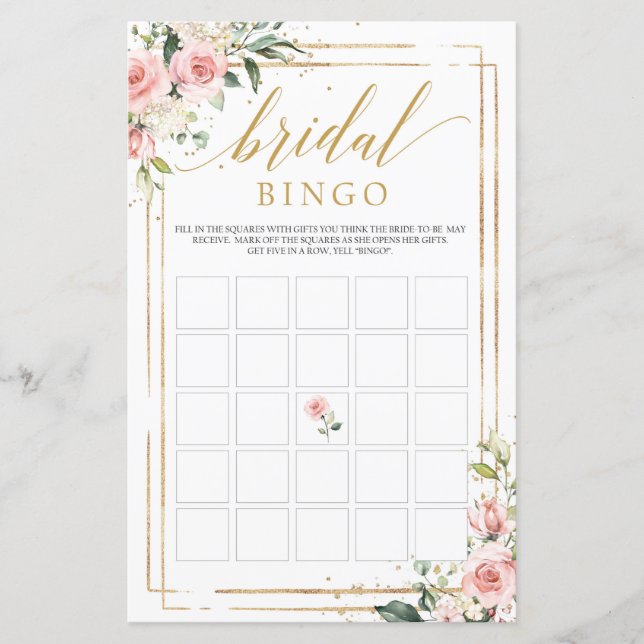 Boho blush roze lijst bingo (Voorkant)