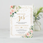 Boho BLush roze lijst: ja, uitnodiging (Staand voorkant)