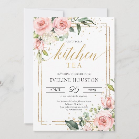 Boho Blush roze lijst keukenthee Kaart (Voorkant)
