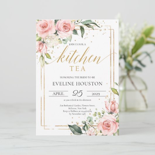 Boho Blush roze lijst keukenthee Kaart (Staand voorkant)