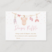 Boho Blush Roze Meisje Baby shower Luier Raffle Informatiekaartje (Voorkant)