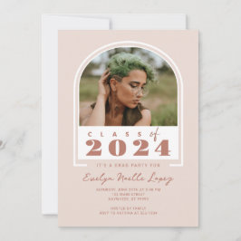 Boho Blush Roze Moderne Boog Foto Graduation Party Kaart