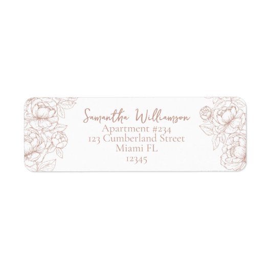 Boho Blush Roze Moderne Trouw Retouradres Etiket (Voorkant)