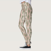 Boho Blush Roze Olijf Ikat Patroon Leggings (Links)