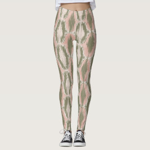 Boho Blush Roze Olijf Ikat Patroon Leggings