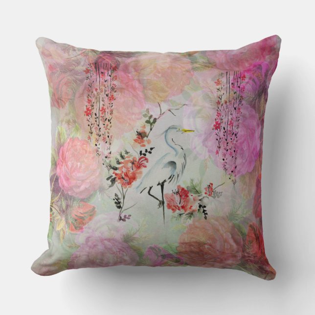  boho blush roze oosterse rozen floraal kussen (Voorkant)