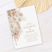 Boho Blush Roze Orchidee Pioenrozen Trouw Uitnodig Kaart