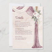 Boho Blush Roze Paarse Bladerdak Bruiloft Details Kaart (Voorkant)