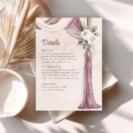 Boho Blush Roze Paarse Luifel Trouwkaart Details Kaart