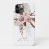 Boho Blush Roze Pampas Gras Bloemend Monogram Case-Mate iPhone Case (Achterkant)