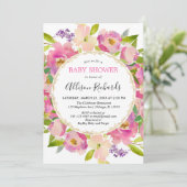 Boho blush roze pastel baby shower meisje kaart (Staand voorkant)