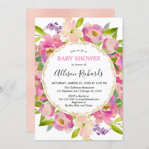Boho blush roze pastel baby shower meisje kaart